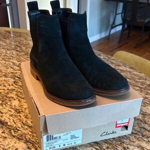 Clarks Black Suede Ankle Boots